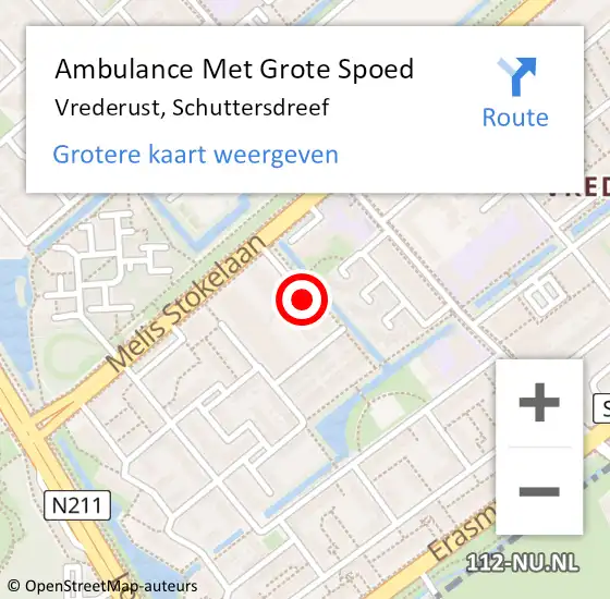 Locatie op kaart van de 112 melding: Ambulance Met Grote Spoed Naar Vrederust, Schuttersdreef op 27 mei 2019 16:37