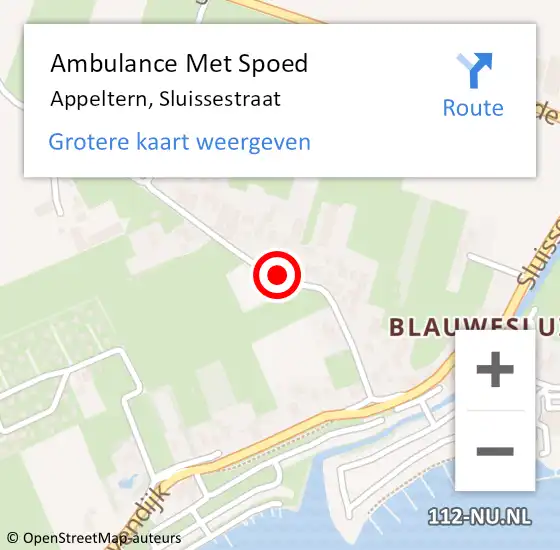 Locatie op kaart van de 112 melding: Ambulance Met Spoed Naar Appeltern, Sluissestraat op 27 mei 2019 17:21