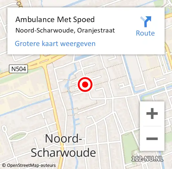 Locatie op kaart van de 112 melding: Ambulance Met Spoed Naar Noord-Scharwoude, Oranjestraat op 27 mei 2019 17:52