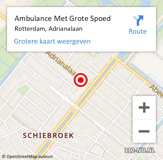 Locatie op kaart van de 112 melding: Ambulance Met Grote Spoed Naar Rotterdam, Adrianalaan op 27 mei 2019 19:29