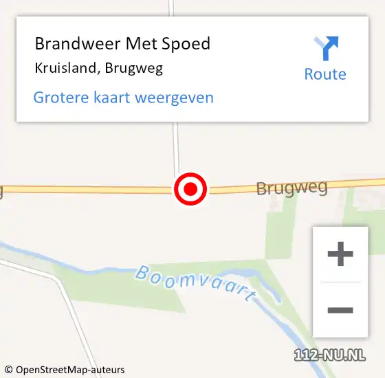 Locatie op kaart van de 112 melding: Brandweer Met Spoed Naar Kruisland, Brugweg op 27 mei 2019 19:44