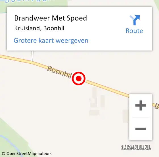 Locatie op kaart van de 112 melding: Brandweer Met Spoed Naar Kruisland, Boonhil op 27 mei 2019 20:14