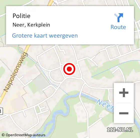 Locatie op kaart van de 112 melding: Politie Neer, Kerkplein op 27 mei 2019 20:25