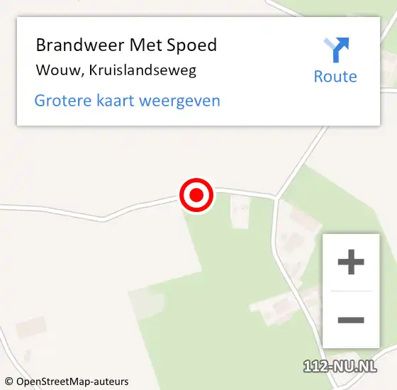 Locatie op kaart van de 112 melding: Brandweer Met Spoed Naar Wouw, Kruislandseweg op 27 mei 2019 20:37