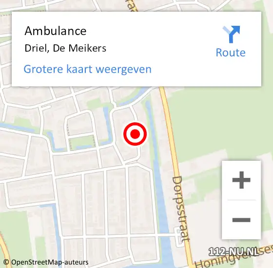 Locatie op kaart van de 112 melding: Ambulance Driel, De Meikers op 27 mei 2019 21:07