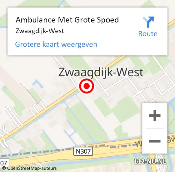 Locatie op kaart van de 112 melding: Ambulance Met Grote Spoed Naar Zwaagdijk-West op 27 mei 2019 21:16