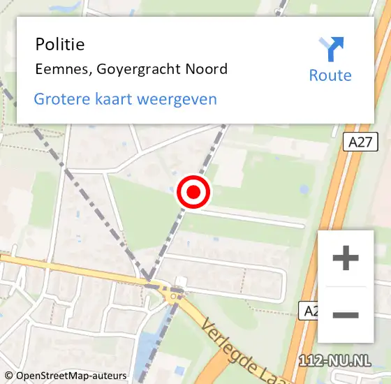 Locatie op kaart van de 112 melding: Politie Eemnes, Goyergracht Noord op 27 mei 2019 22:24