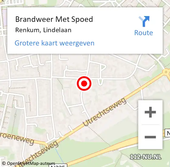 Locatie op kaart van de 112 melding: Brandweer Met Spoed Naar Renkum, Lindelaan op 28 mei 2019 00:07