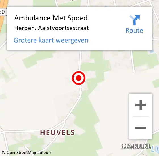 Locatie op kaart van de 112 melding: Ambulance Met Spoed Naar Herpen, Aalstvoortsestraat op 28 mei 2019 02:01