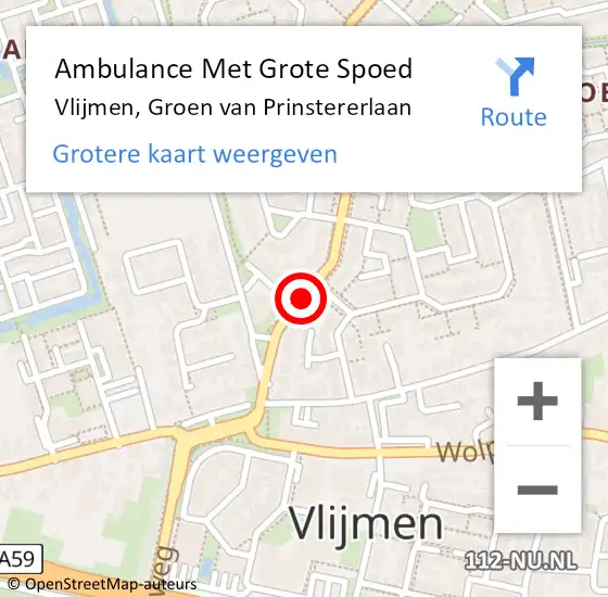 Locatie op kaart van de 112 melding: Ambulance Met Grote Spoed Naar Vlijmen, Groen van Prinstererlaan op 28 mei 2019 02:12