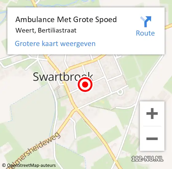 Locatie op kaart van de 112 melding: Ambulance Met Grote Spoed Naar Weert, Bertiliastraat op 28 mei 2019 04:29