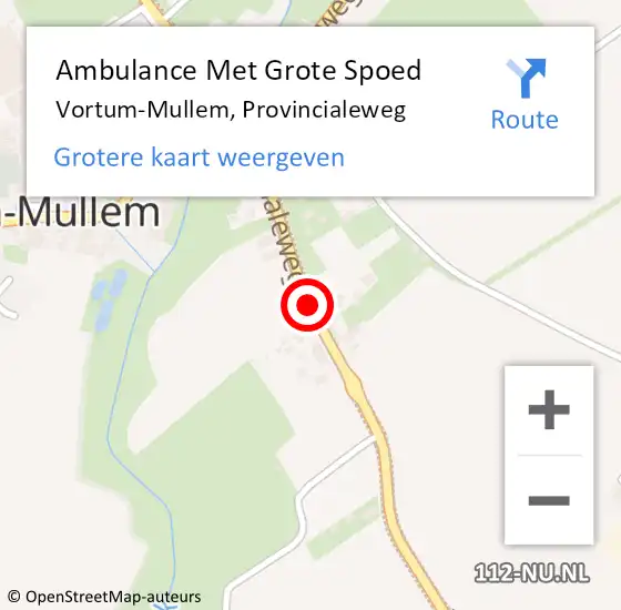 Locatie op kaart van de 112 melding: Ambulance Met Grote Spoed Naar Vortum-Mullem, Provincialeweg op 28 mei 2019 04:50
