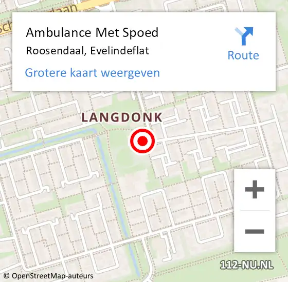 Locatie op kaart van de 112 melding: Ambulance Met Spoed Naar Roosendaal, Evelindeflat op 28 mei 2019 06:38
