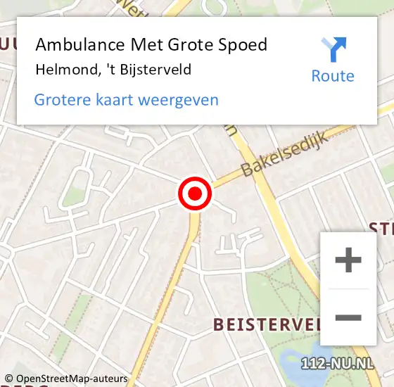 Locatie op kaart van de 112 melding: Ambulance Met Grote Spoed Naar Helmond, 't Bijsterveld op 28 mei 2019 07:22