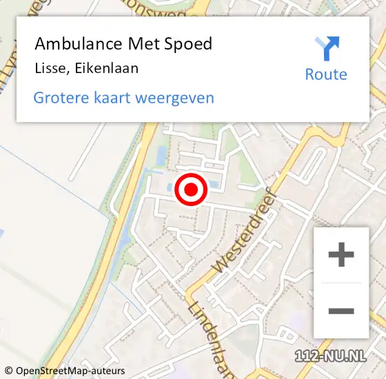 Locatie op kaart van de 112 melding: Ambulance Met Spoed Naar Lisse, Eikenlaan op 28 mei 2019 08:34