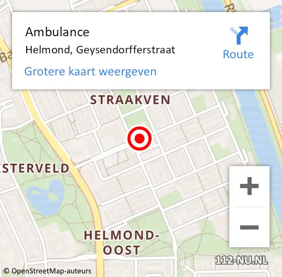 Locatie op kaart van de 112 melding: Ambulance Helmond, Geysendorfferstraat op 28 mei 2019 08:58