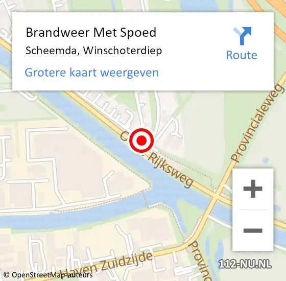 Locatie op kaart van de 112 melding: Brandweer Met Spoed Naar Scheemda, Winschoterdiep op 28 mei 2019 10:18