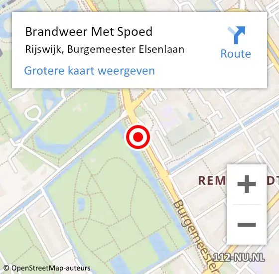 Locatie op kaart van de 112 melding: Brandweer Met Spoed Naar Rijswijk, Burgemeester Elsenlaan op 28 mei 2019 10:42