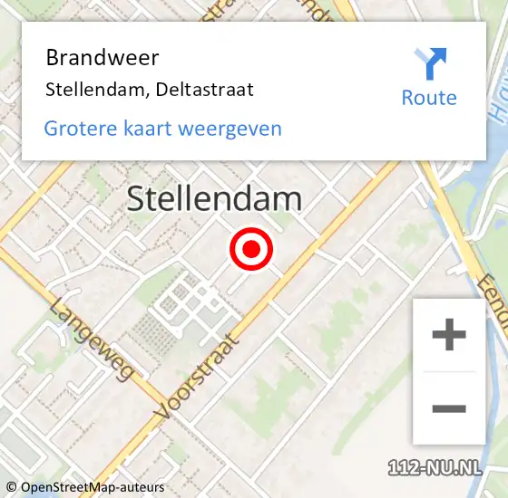 Locatie op kaart van de 112 melding: Brandweer Stellendam, Deltastraat op 28 mei 2019 11:01