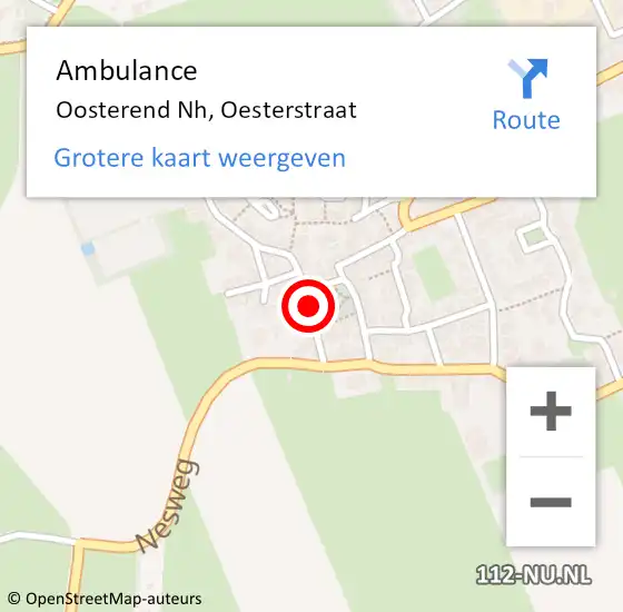 Locatie op kaart van de 112 melding: Ambulance Oosterend Nh, Oesterstraat op 28 mei 2019 11:10