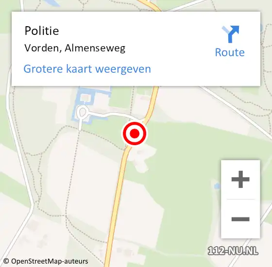 Locatie op kaart van de 112 melding: Politie Vorden, Almenseweg op 28 mei 2019 12:39