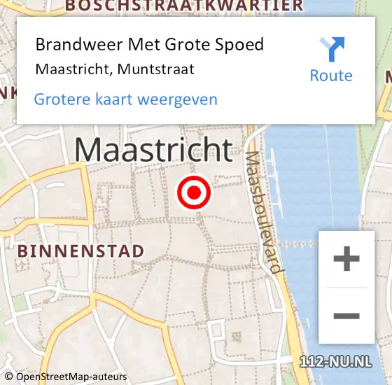 Locatie op kaart van de 112 melding: Brandweer Met Grote Spoed Naar Maastricht, Muntstraat op 28 mei 2019 13:41