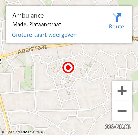 Locatie op kaart van de 112 melding: Ambulance Made, Plataanstraat op 28 mei 2019 14:07