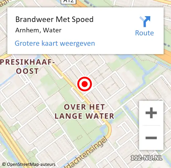 Locatie op kaart van de 112 melding: Brandweer Met Spoed Naar Arnhem, Water op 28 mei 2019 14:31