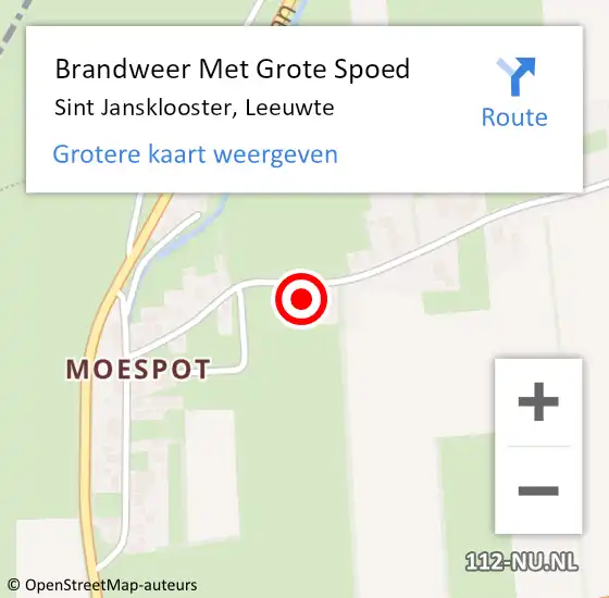 Locatie op kaart van de 112 melding: Brandweer Met Grote Spoed Naar Sint Jansklooster, Leeuwte op 2 april 2014 15:53