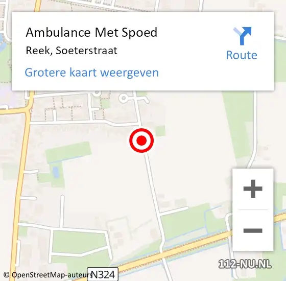 Locatie op kaart van de 112 melding: Ambulance Met Spoed Naar Reek, Soeterstraat op 28 mei 2019 15:13