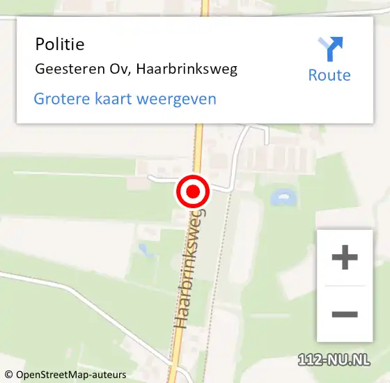 Locatie op kaart van de 112 melding: Politie Geesteren Ov, Haarbrinksweg op 28 mei 2019 15:15