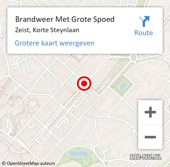 Locatie op kaart van de 112 melding: Brandweer Met Grote Spoed Naar Zeist, Korte Steynlaan op 28 mei 2019 15:24