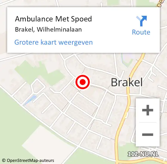 Locatie op kaart van de 112 melding: Ambulance Met Spoed Naar Brakel, Wilhelminalaan op 28 mei 2019 15:43