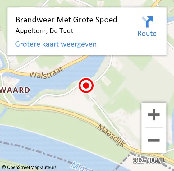 Locatie op kaart van de 112 melding: Brandweer Met Grote Spoed Naar Appeltern, De Tuut op 28 mei 2019 15:43