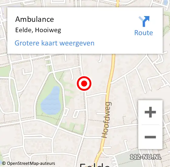 Locatie op kaart van de 112 melding: Ambulance Eelde, Hooiweg op 28 mei 2019 16:41