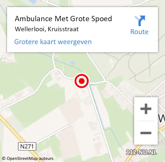 Locatie op kaart van de 112 melding: Ambulance Met Grote Spoed Naar Wellerlooi, Kruisstraat op 28 mei 2019 17:01