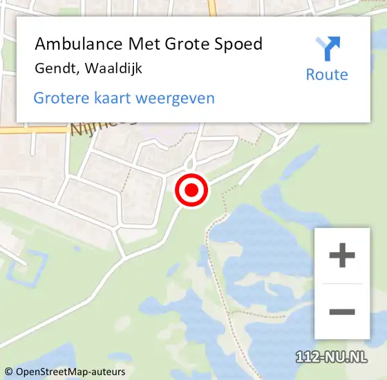 Locatie op kaart van de 112 melding: Ambulance Met Grote Spoed Naar Gendt, Waaldijk op 28 mei 2019 17:01
