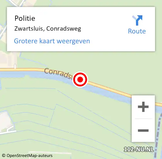 Locatie op kaart van de 112 melding: Politie Zwartsluis, Conradsweg op 28 mei 2019 17:12