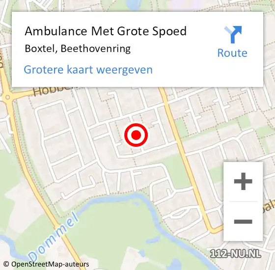 Locatie op kaart van de 112 melding: Ambulance Met Grote Spoed Naar Boxtel, Beethovenring op 28 mei 2019 17:15