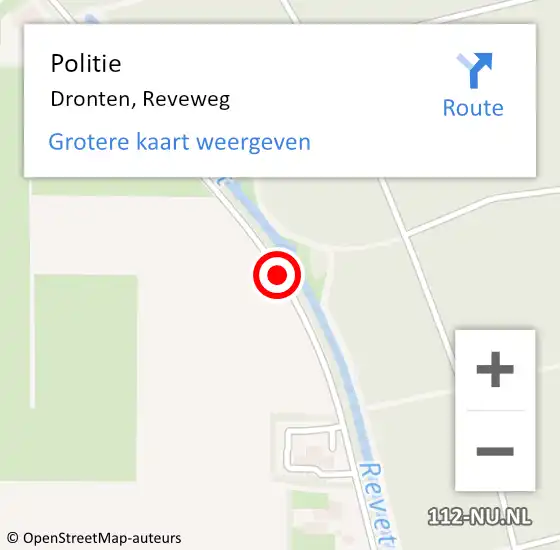 Locatie op kaart van de 112 melding: Politie Dronten, Reveweg op 28 mei 2019 17:44