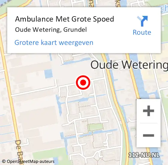 Locatie op kaart van de 112 melding: Ambulance Met Grote Spoed Naar Oude Wetering, Grundel op 28 mei 2019 18:20