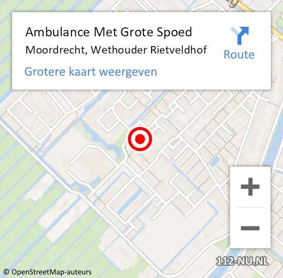 Locatie op kaart van de 112 melding: Ambulance Met Grote Spoed Naar Moordrecht, Wethouder Rietveldhof op 28 mei 2019 18:44