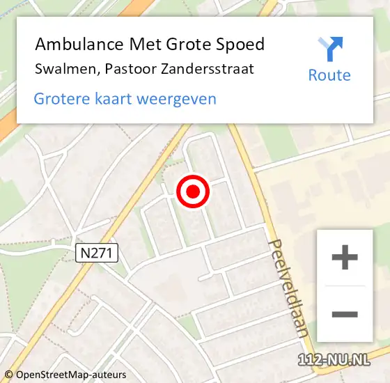 Locatie op kaart van de 112 melding: Ambulance Met Grote Spoed Naar Swalmen, Pastoor Zandersstraat op 28 mei 2019 19:18