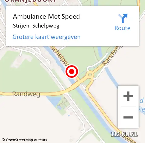 Locatie op kaart van de 112 melding: Ambulance Met Spoed Naar Strijen, Schelpweg op 28 mei 2019 19:20