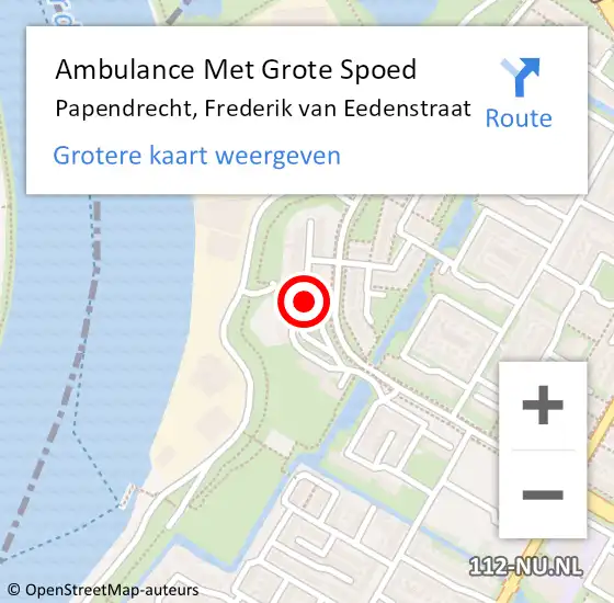 Locatie op kaart van de 112 melding: Ambulance Met Grote Spoed Naar Papendrecht, Frederik van Eedenstraat op 28 mei 2019 19:25