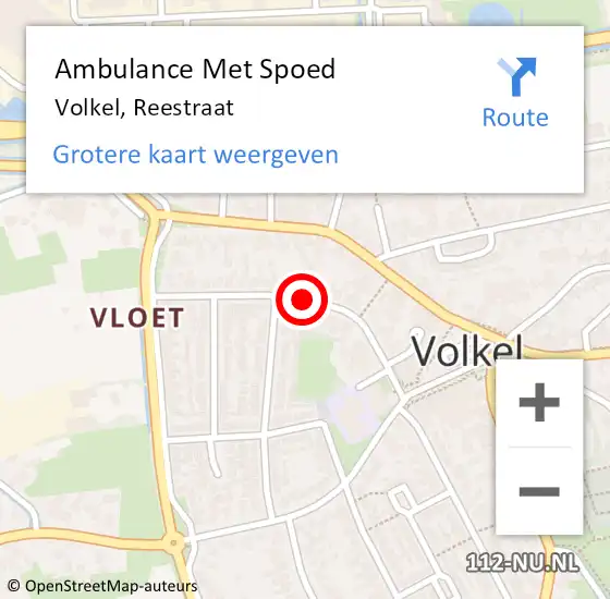 Locatie op kaart van de 112 melding: Ambulance Met Spoed Naar Volkel, Reestraat op 28 mei 2019 21:04