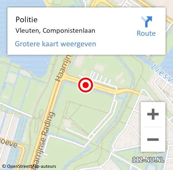 Locatie op kaart van de 112 melding: Politie Vleuten, Componistenlaan op 28 mei 2019 21:17