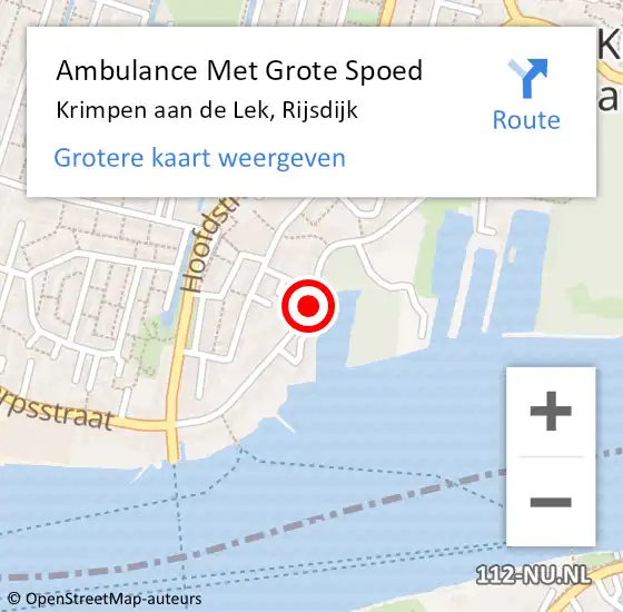 Locatie op kaart van de 112 melding: Ambulance Met Grote Spoed Naar Krimpen aan de Lek, Rijsdijk op 28 mei 2019 21:37