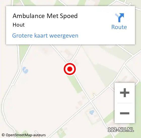 Locatie op kaart van de 112 melding: Ambulance Met Spoed Naar Hout op 28 mei 2019 22:04