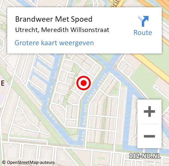 Locatie op kaart van de 112 melding: Brandweer Met Spoed Naar Utrecht, Meredith Willsonstraat op 28 mei 2019 23:14